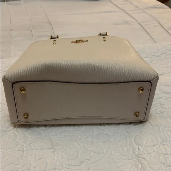 Coach Ivory Leather Satchel with Gold Accents - Picture 7 of 9